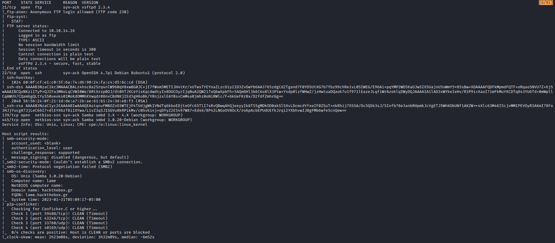 Initial nmap scan