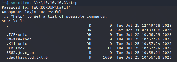 smbclient tmp list